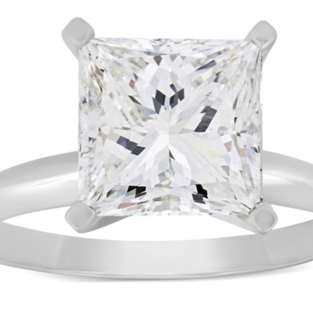 *New* 2 Carat Platinum Princess Cut Diamond Ring – LG VS2 H – Minimalist